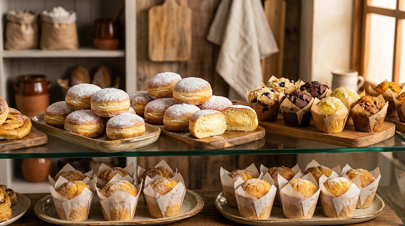 Pastelaria de vitrine — Quente e Bom