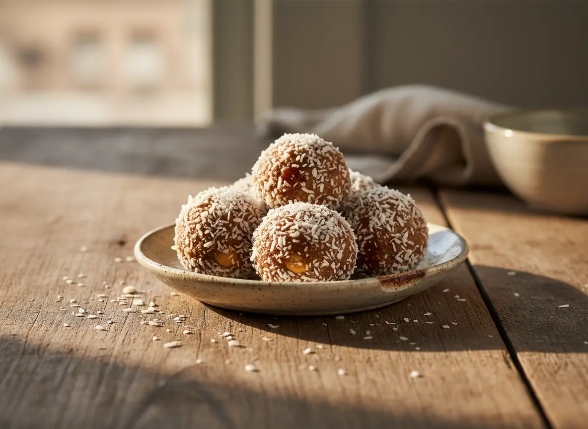 Bolinhas Energéticas de Caju e Coco