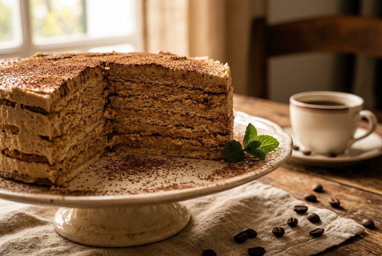 Bolo de Bolacha com Café