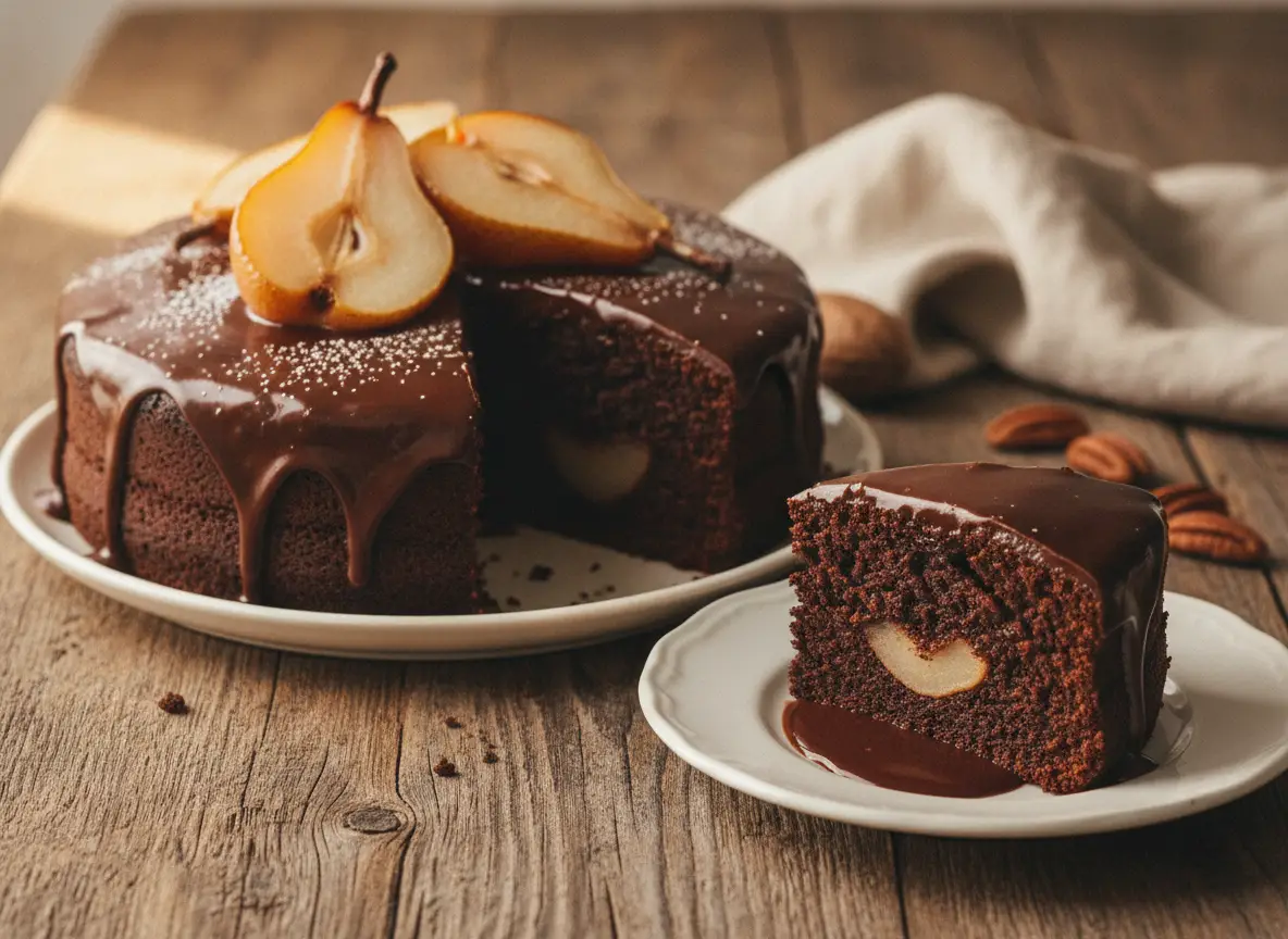 Bolo de Chocolate e Pera