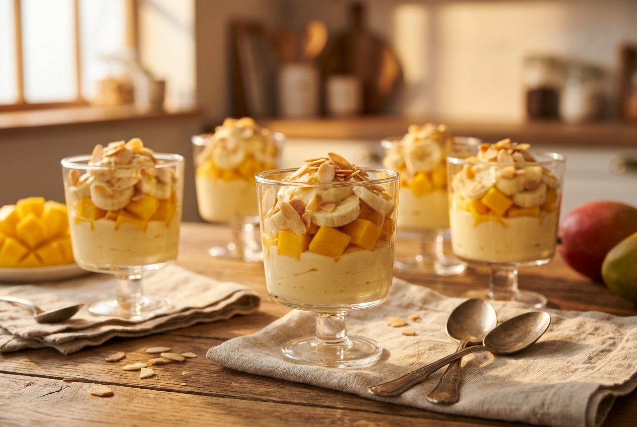 Copos de Creme de Pasteleiro com Fruta
