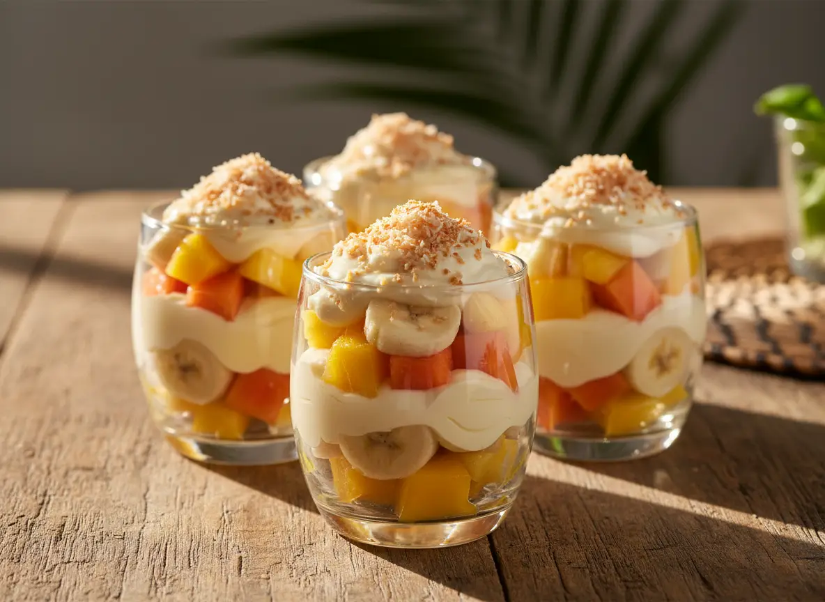 Salada de Fruta Tropical com Creme